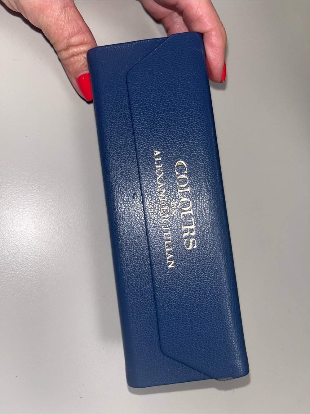 Alexander Julian Blue Eyeglass Case with Gold Logo - Picture 2 of 8